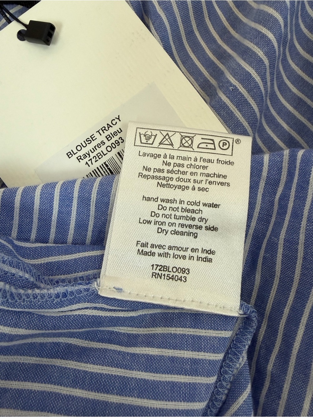NWT Sezane Tracy Open-Back/Tie-Back Blouse Embroidered Trim - Picture 10 of 10